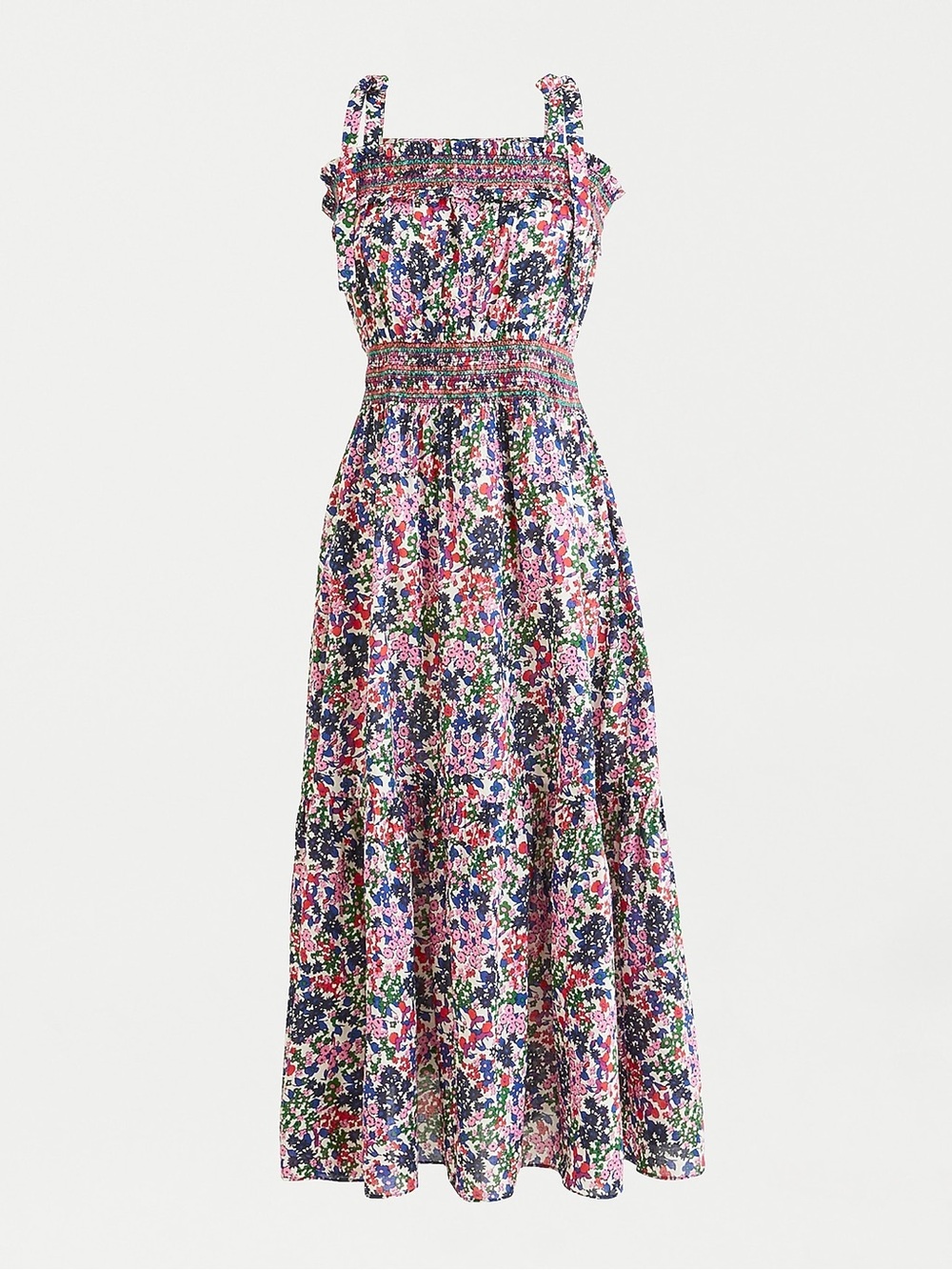 J Crew Smocked dress in watermark floral print